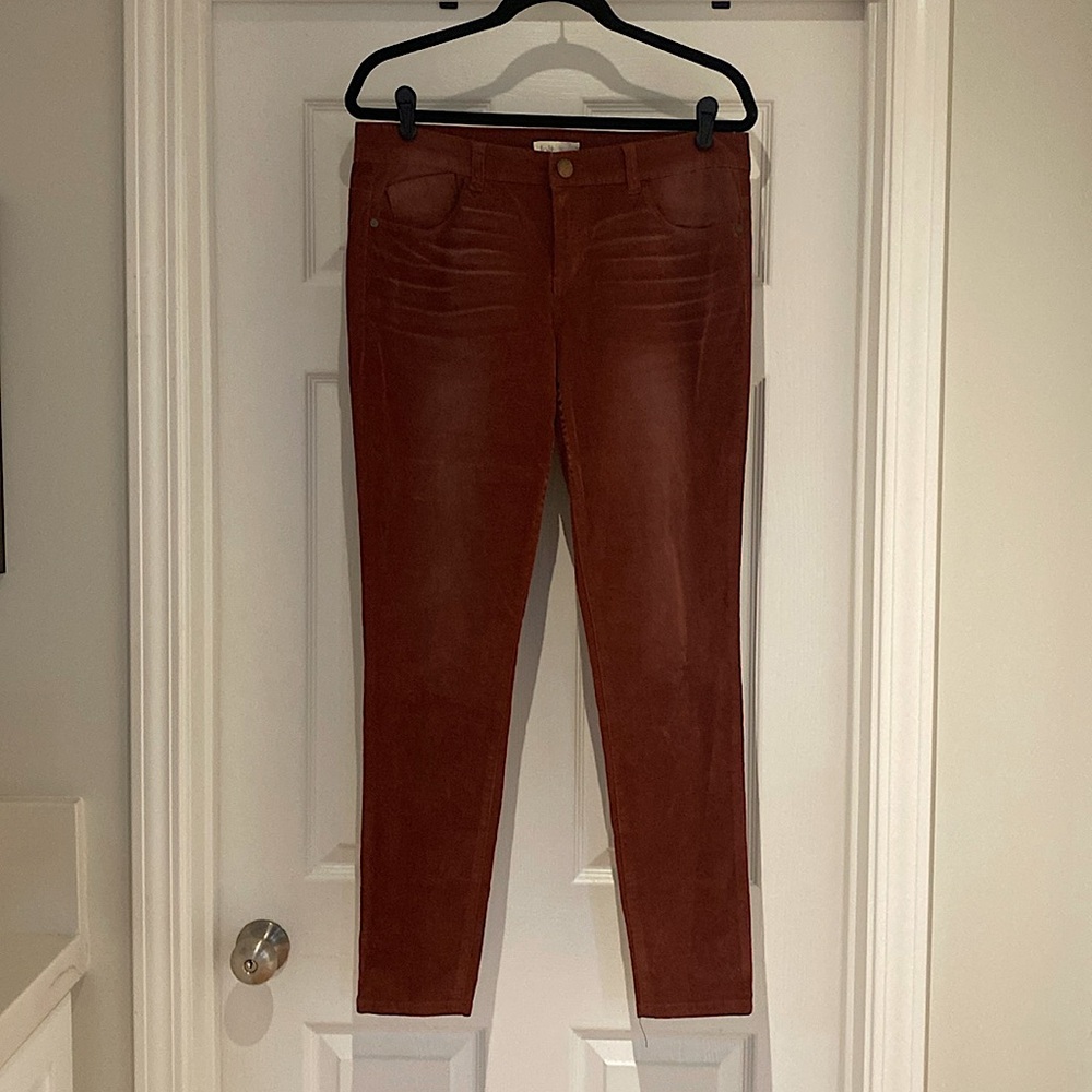 Rust red corduroy skinny jeans